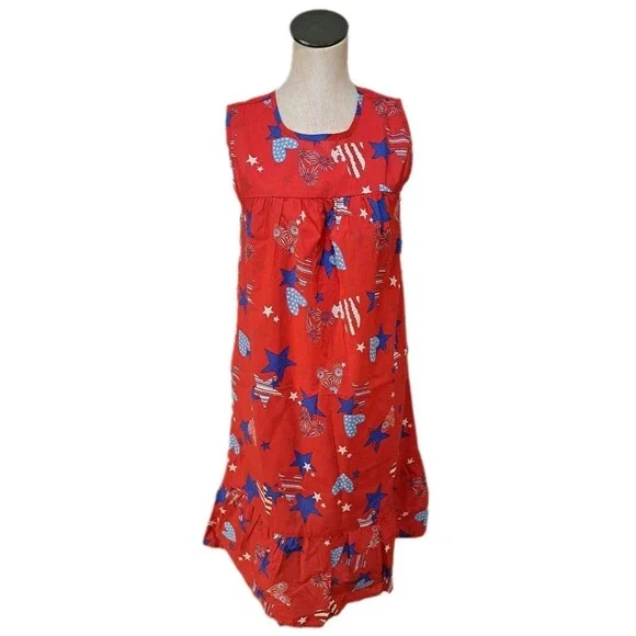 Anthony Richards VTG Americana Heart Star Mumu Patio Dress Sleeveless Women's 2X - Picture 9 of 12